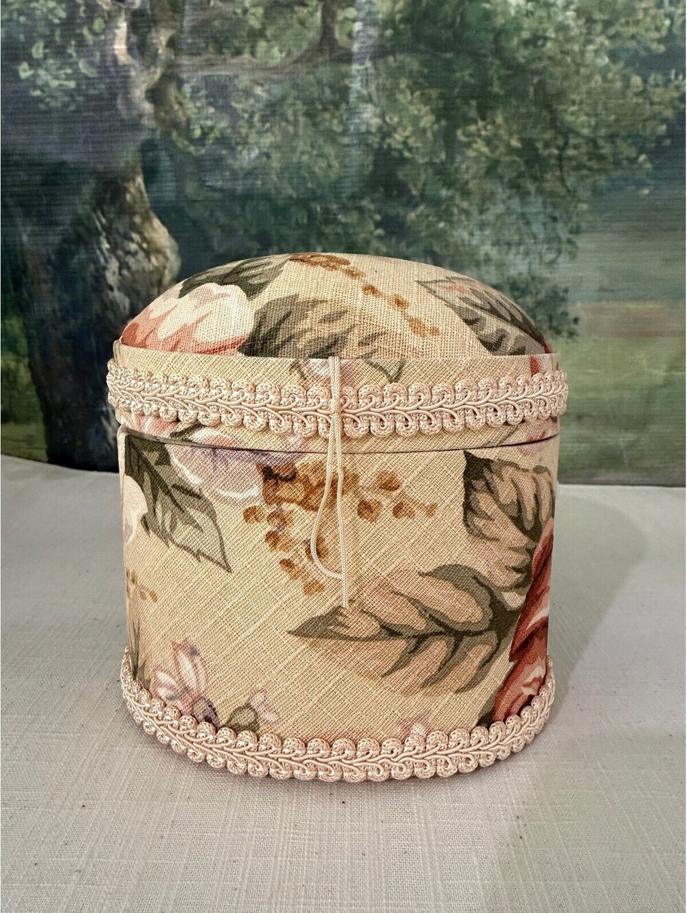 Floral Fabric Round Keepsake Box